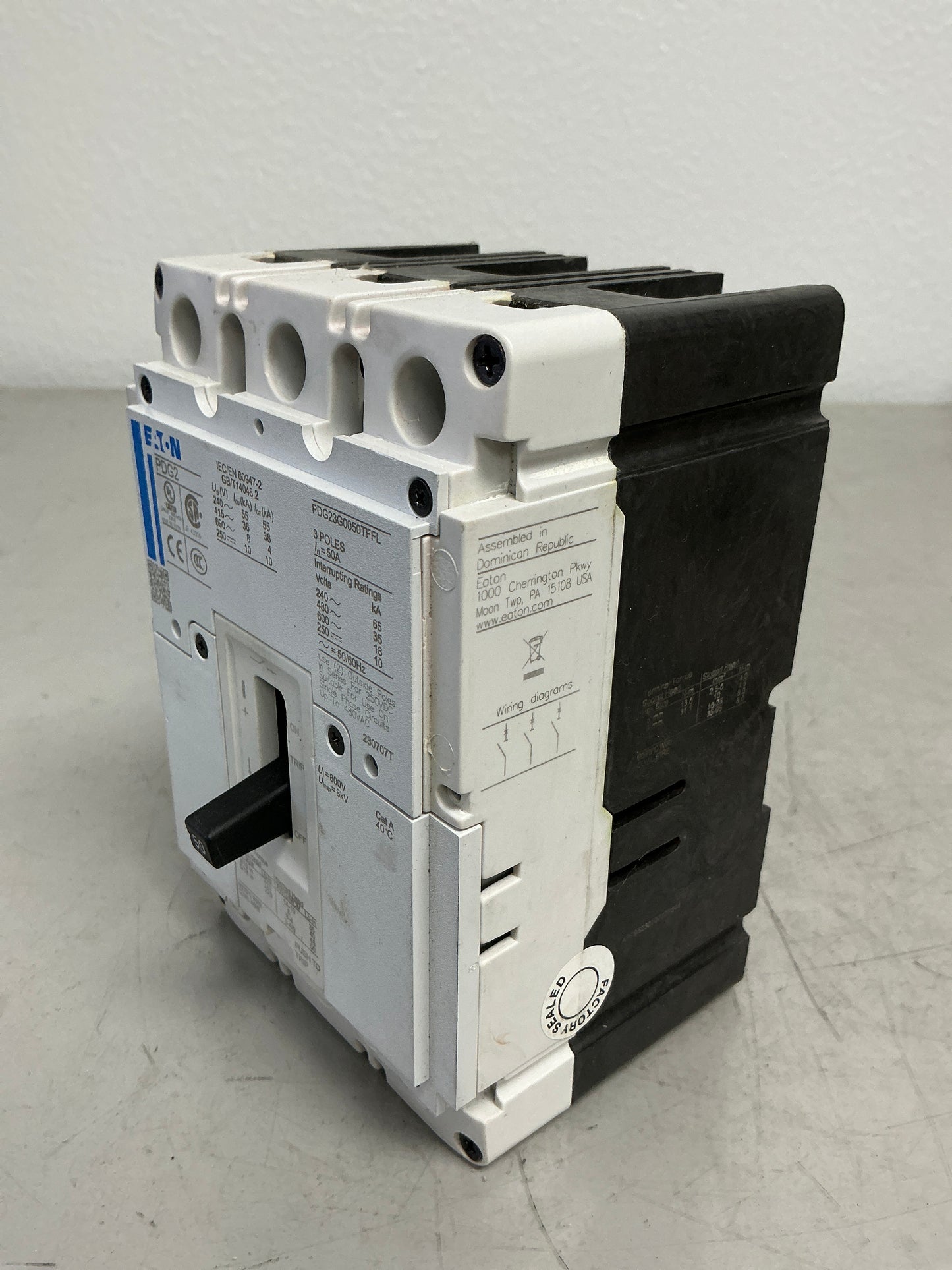 Used Eaton PDG23G0050TFFL 3 Poles, 50 Amps