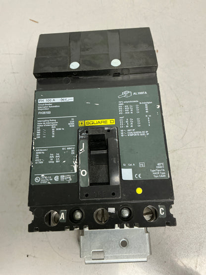 *CHIPPED* Used Square D FH36100 3 Pole, 100 Amps