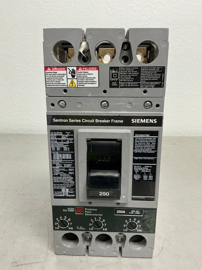 Used Siemens HFD63B250 3 Pole,  250 Amps, 480 Volts