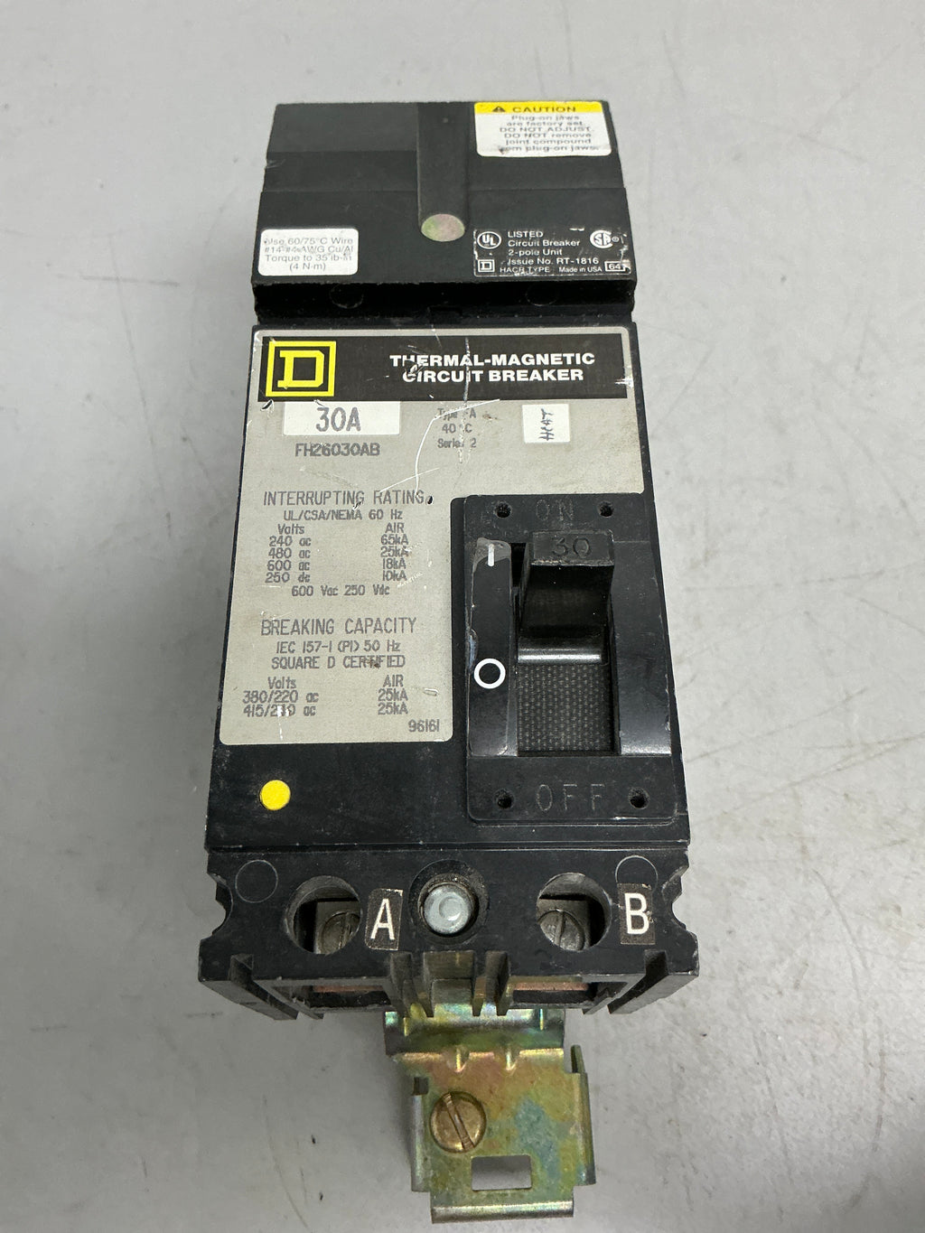Used Square D FH26030AB 2 Pole, 30 Amps