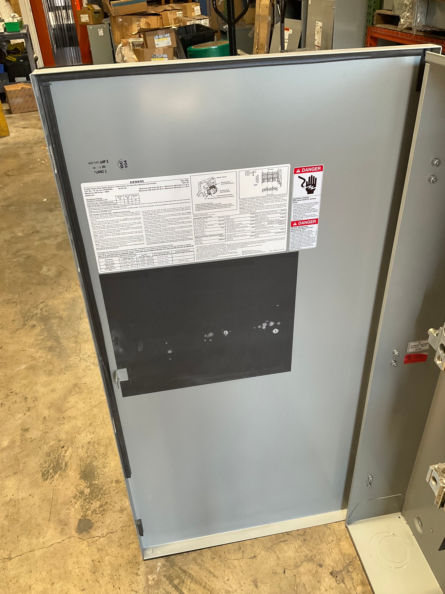 Used Siemens HF325NRA Disconnect 400 Amp 240 Volt Outdoor 3R Fusible