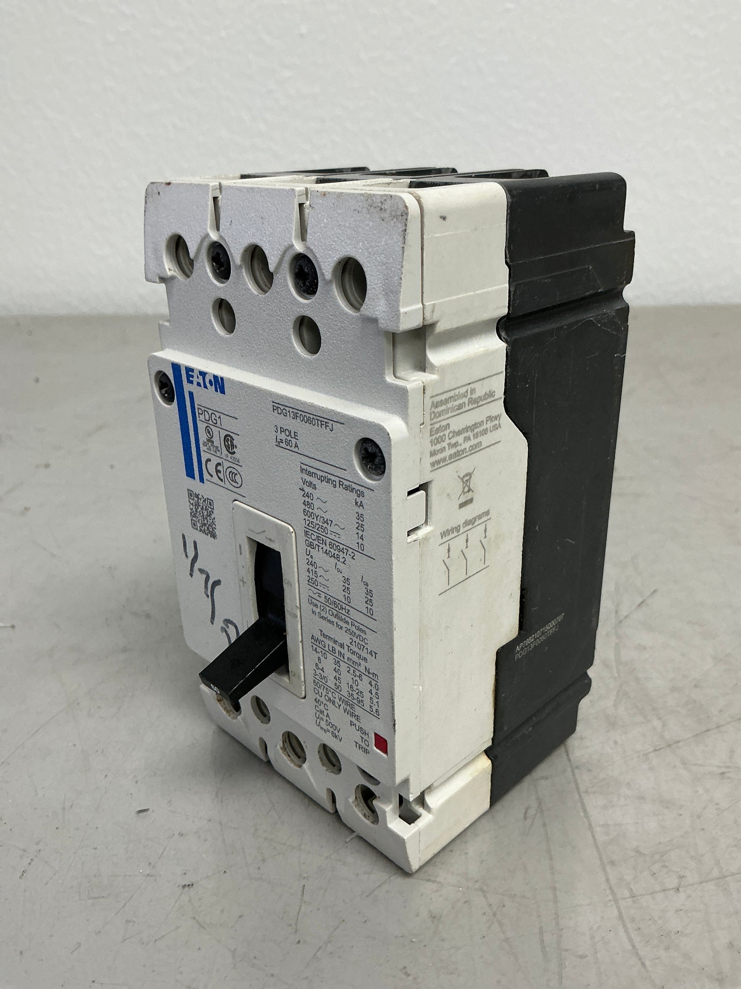 Used Eaton PDG13F0060TFFJ 3 Poles, 60 Amps