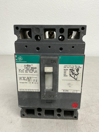 Used THED136040 3 Pole, 40 Amps, 600 Volts