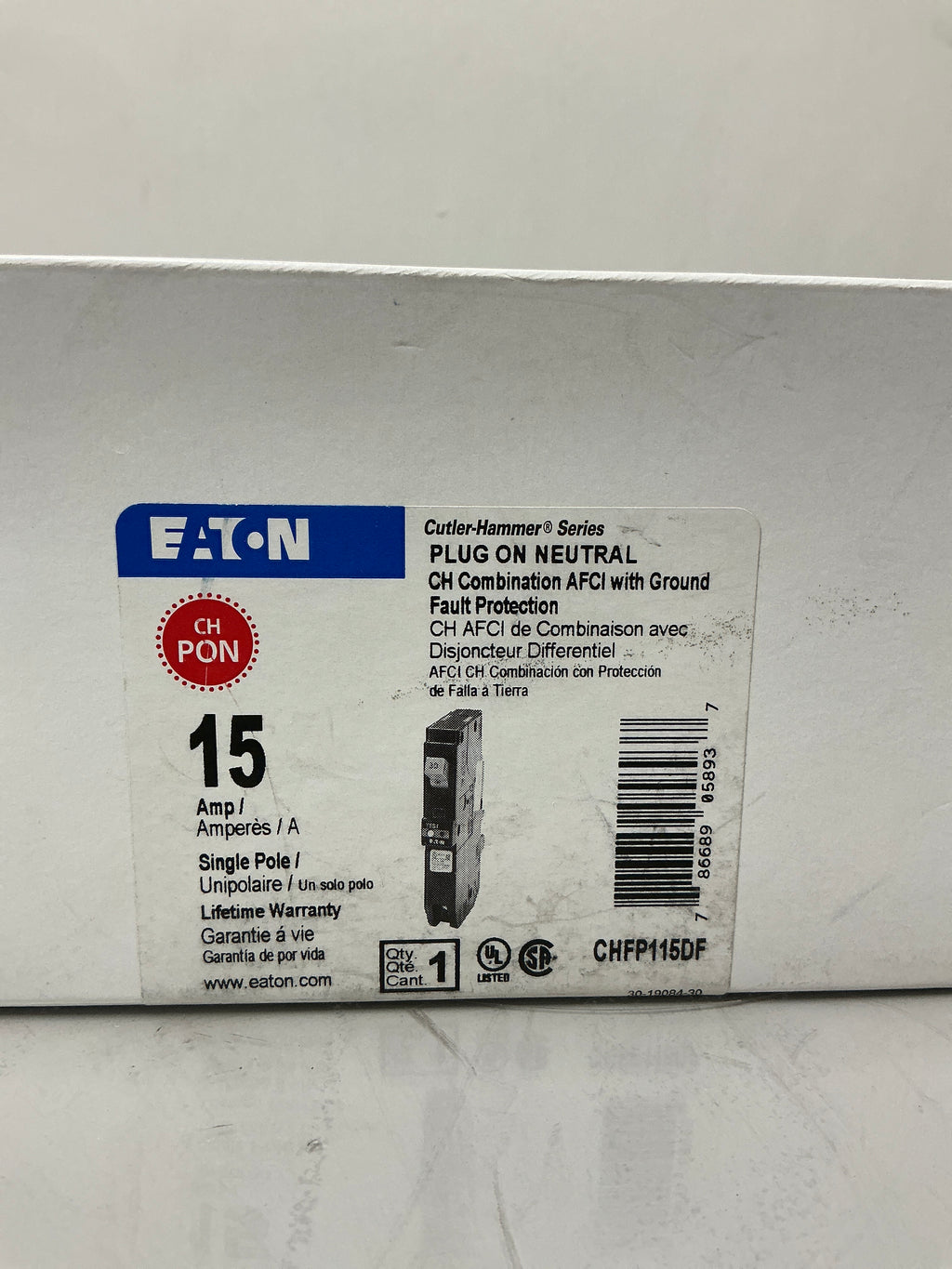 New Eaton CHFP115DF 1 Pole, 15 Amps, 120 Volts Circuit Breaker