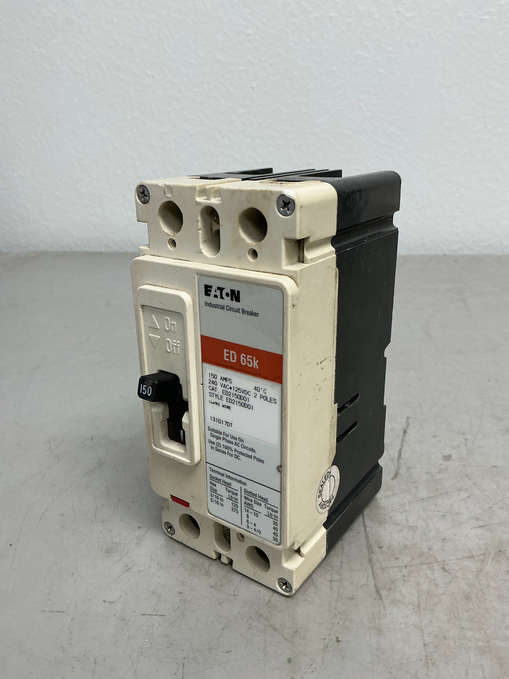 Used Eaton ED2150D01 2 Pole, 150 Amps, 240 Volts