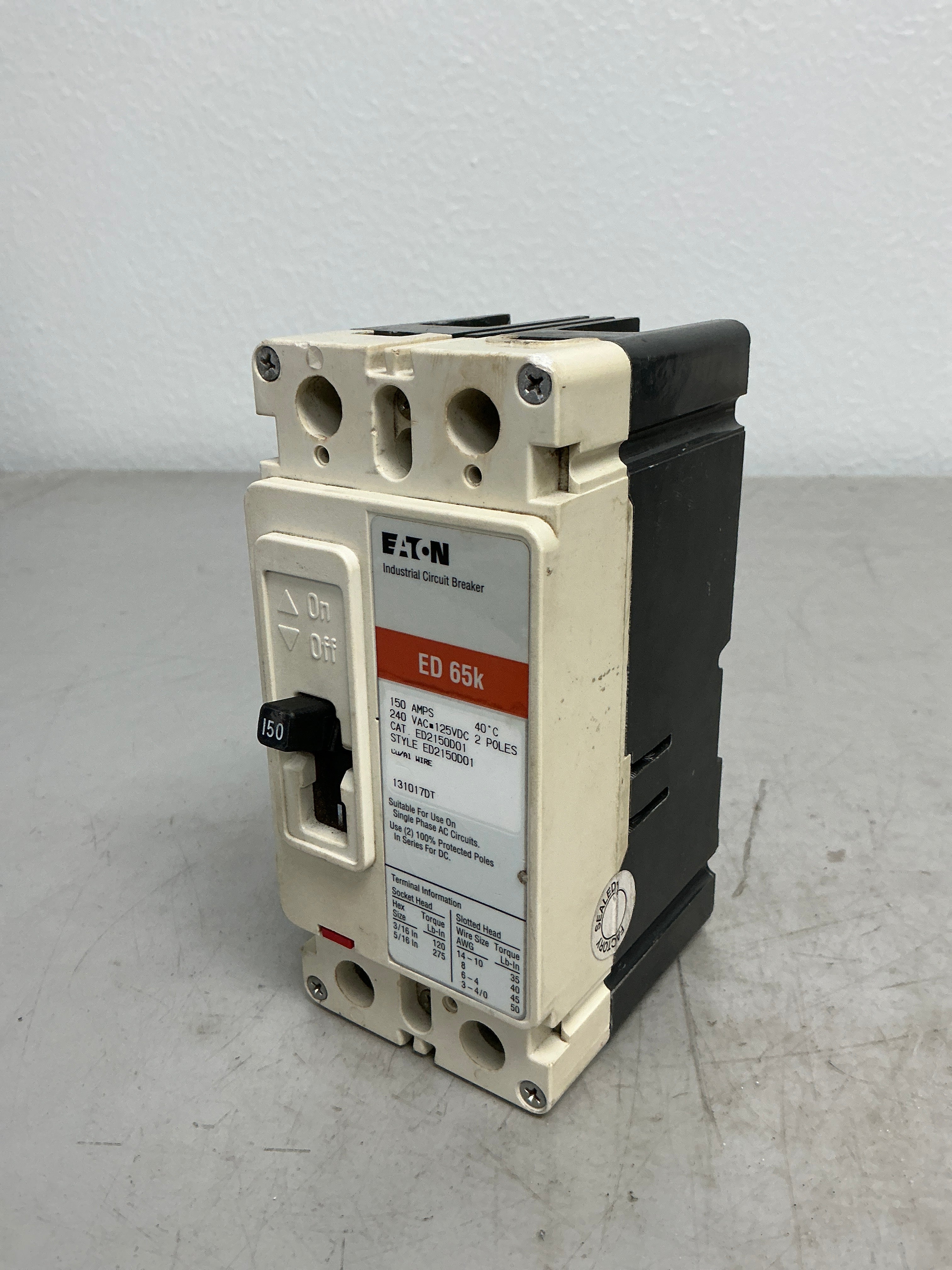 Used Eaton ED2150D01 2 Pole, 150 Amps, 240 Volts