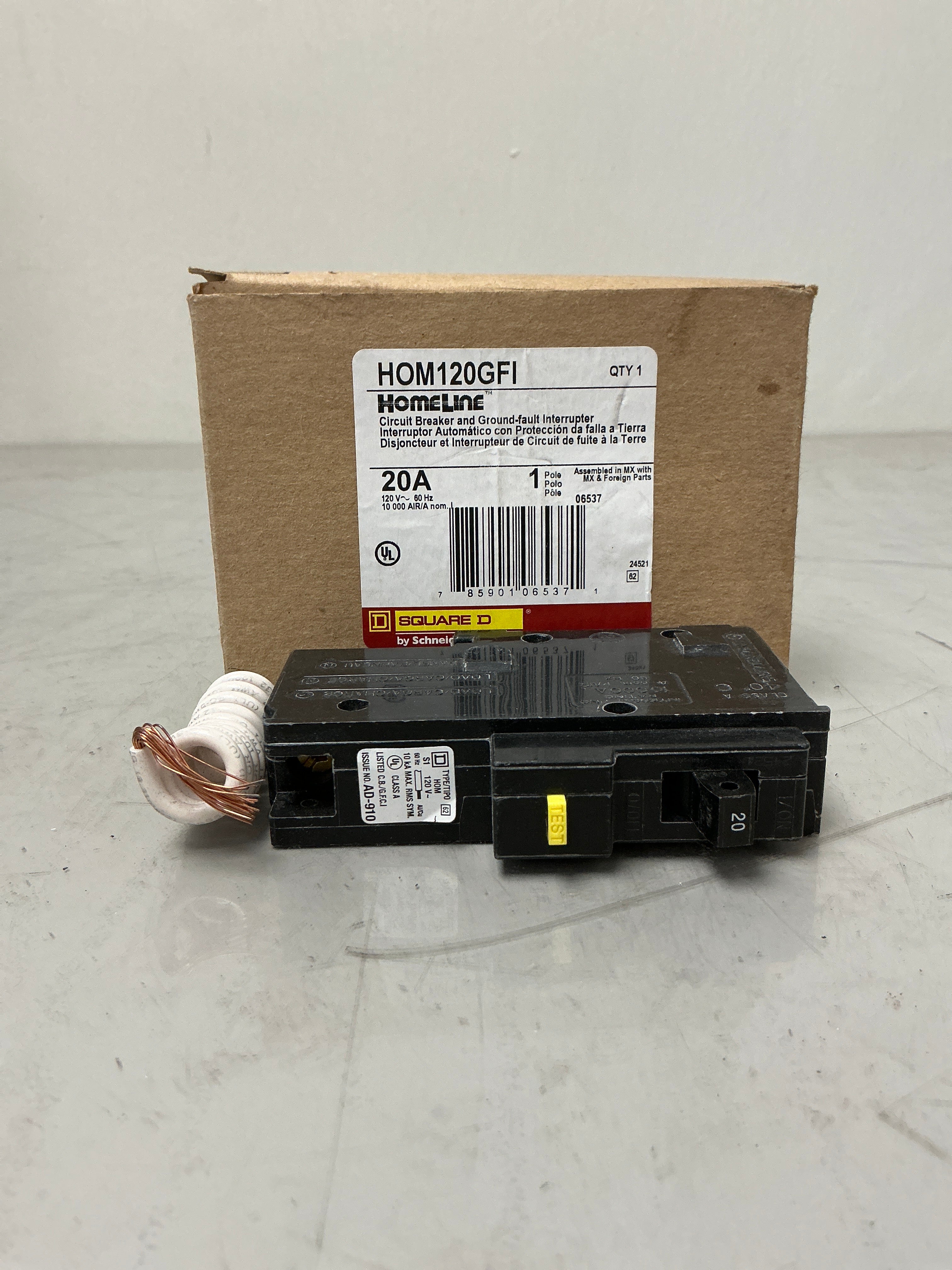 New Square D HOM120GFI 1 Pole, 20 Amps, 120 Volts Circuit Breaker