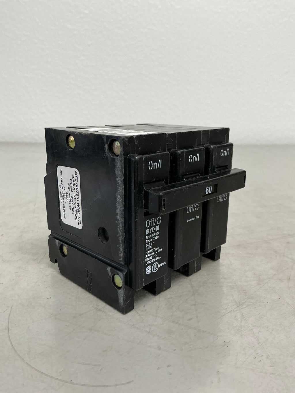 Used Eaton BR360 3 Pole, 60 Amps, 240 Volts