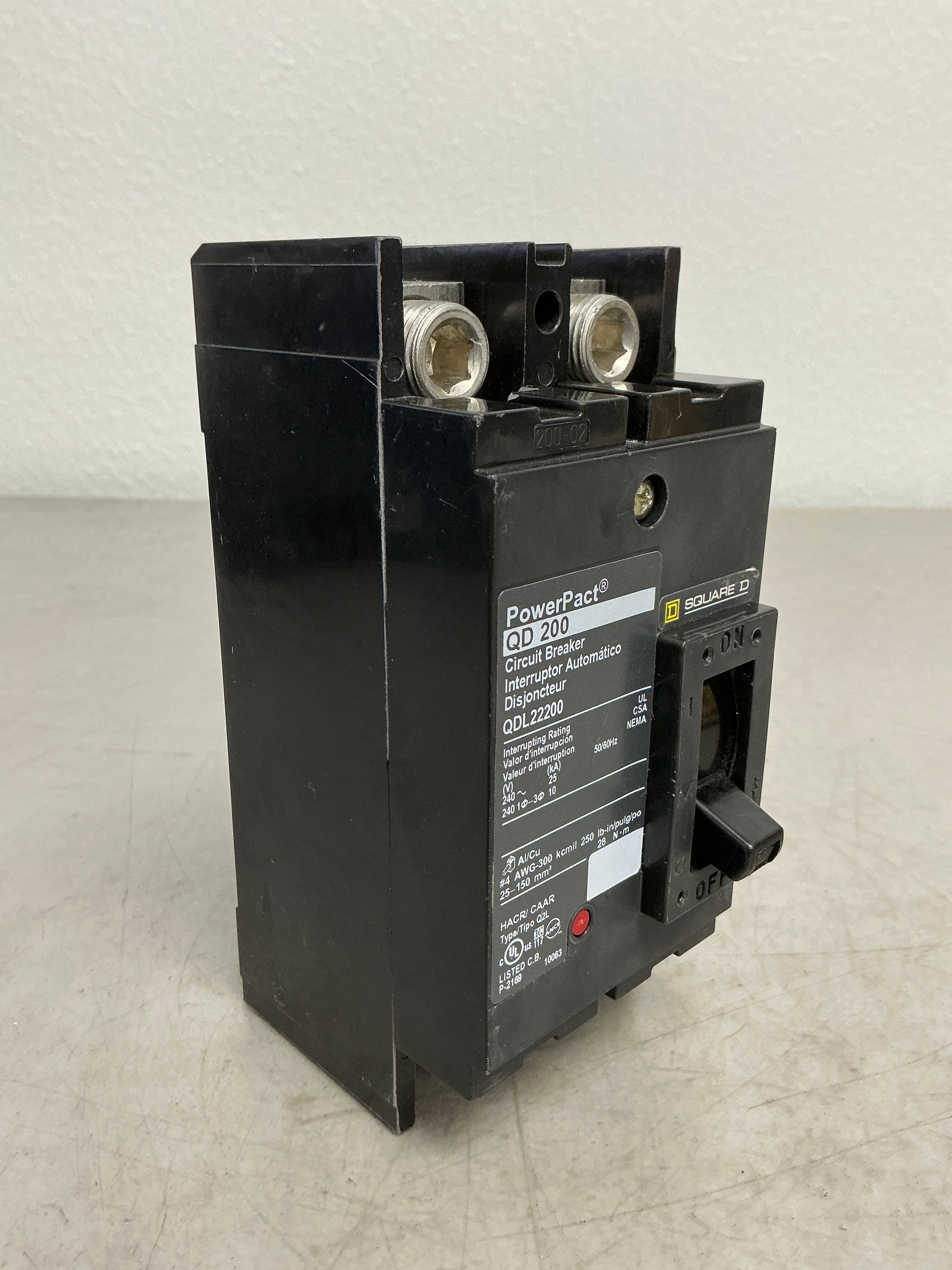 New Square D QDL22200 2 Pole, 200 Amps, 240 Volts