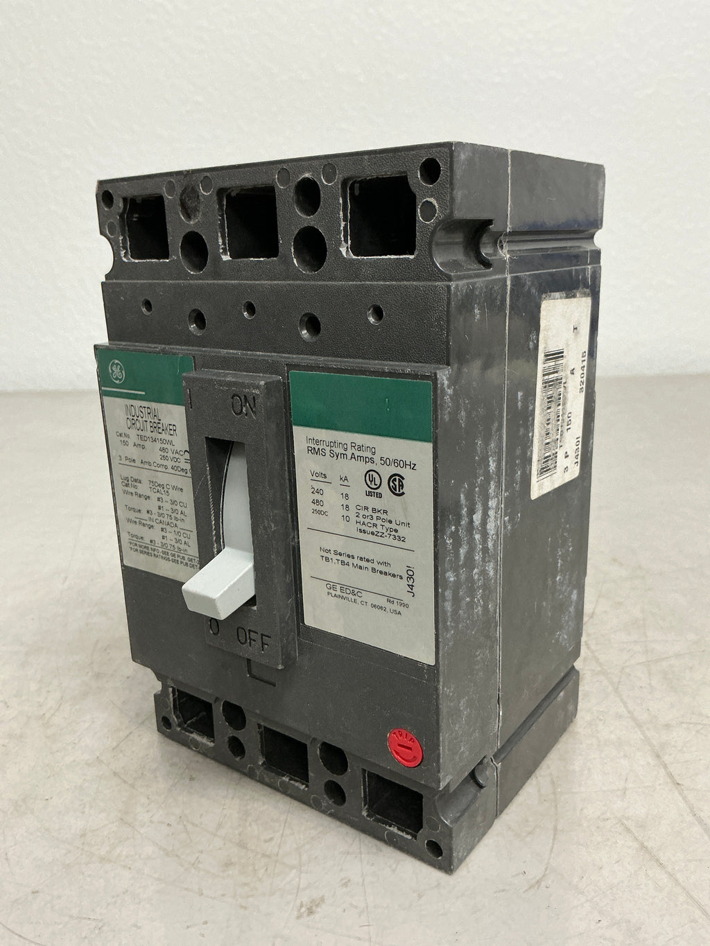 Used TED134150WL 3 Pole, 150 Amps, 480 Volts Circuit Breaker