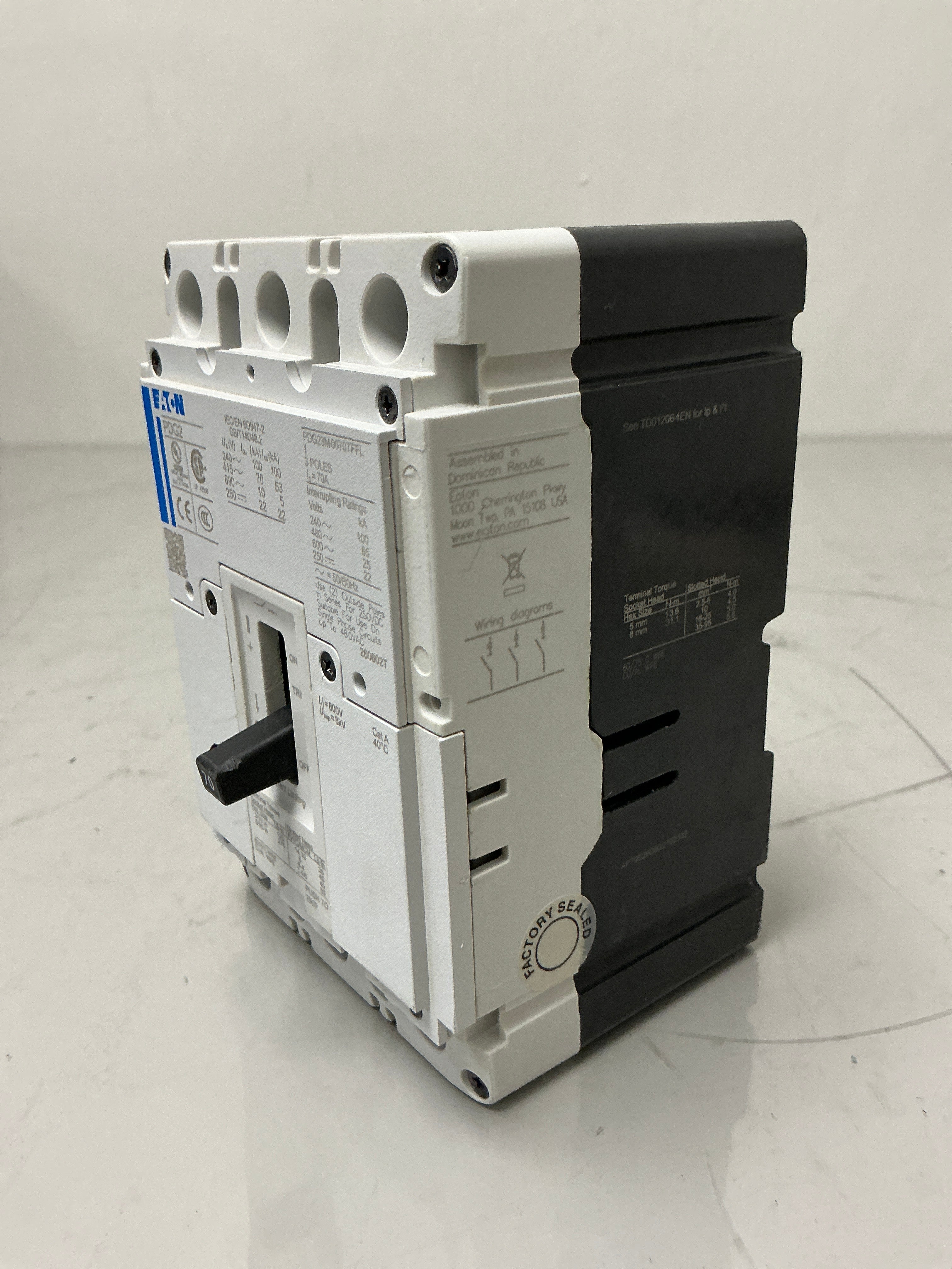 New Eaton PDG23M0070TFFL 3 Pole, 70 Amps, 480 Volts Circuit Breaker