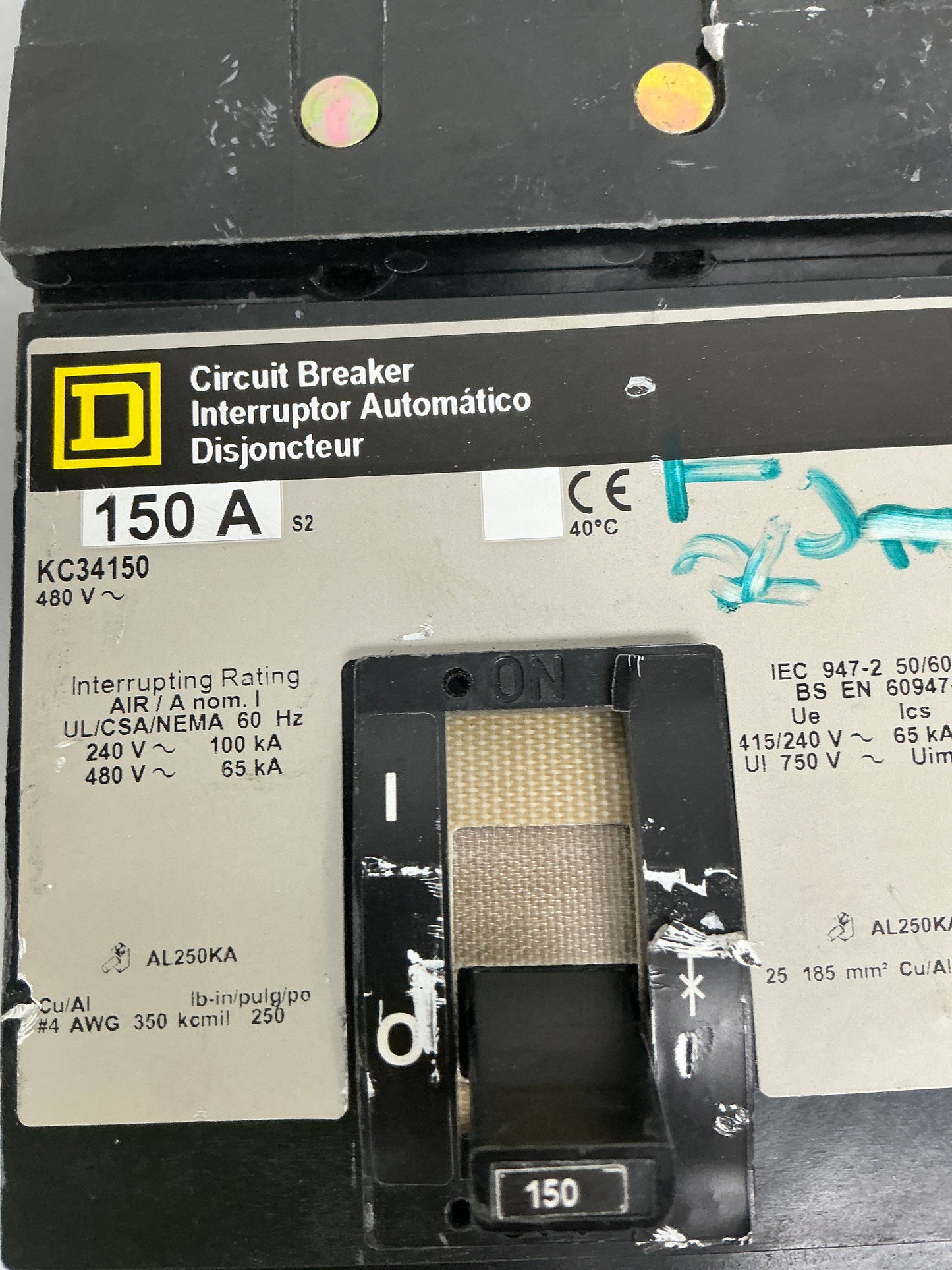 Used Square D KC34150 480 Volts, 150 Amps, 3 Pole