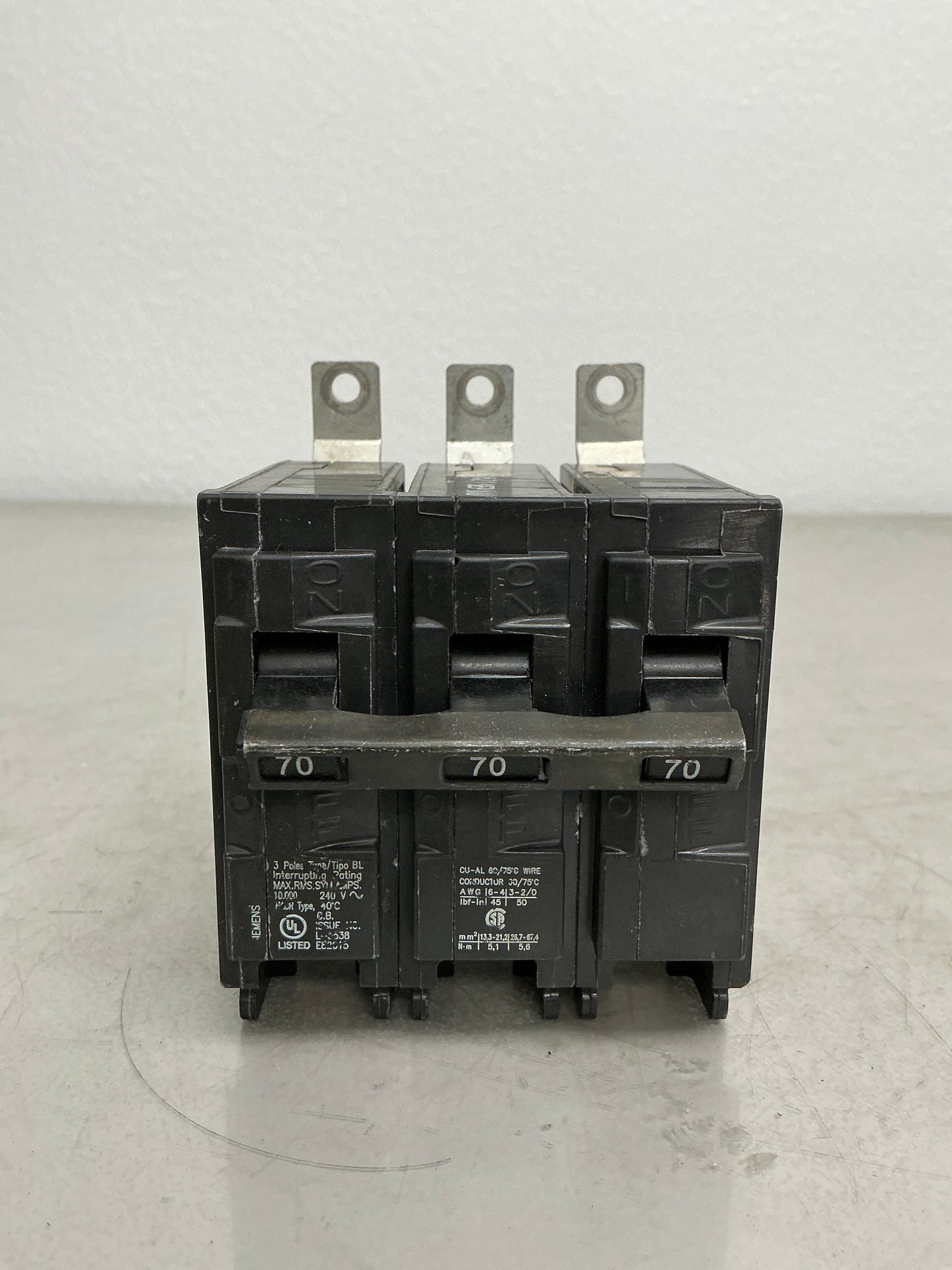 Used Siemens B370 3 Pole, 70 Amps, 240 Volts