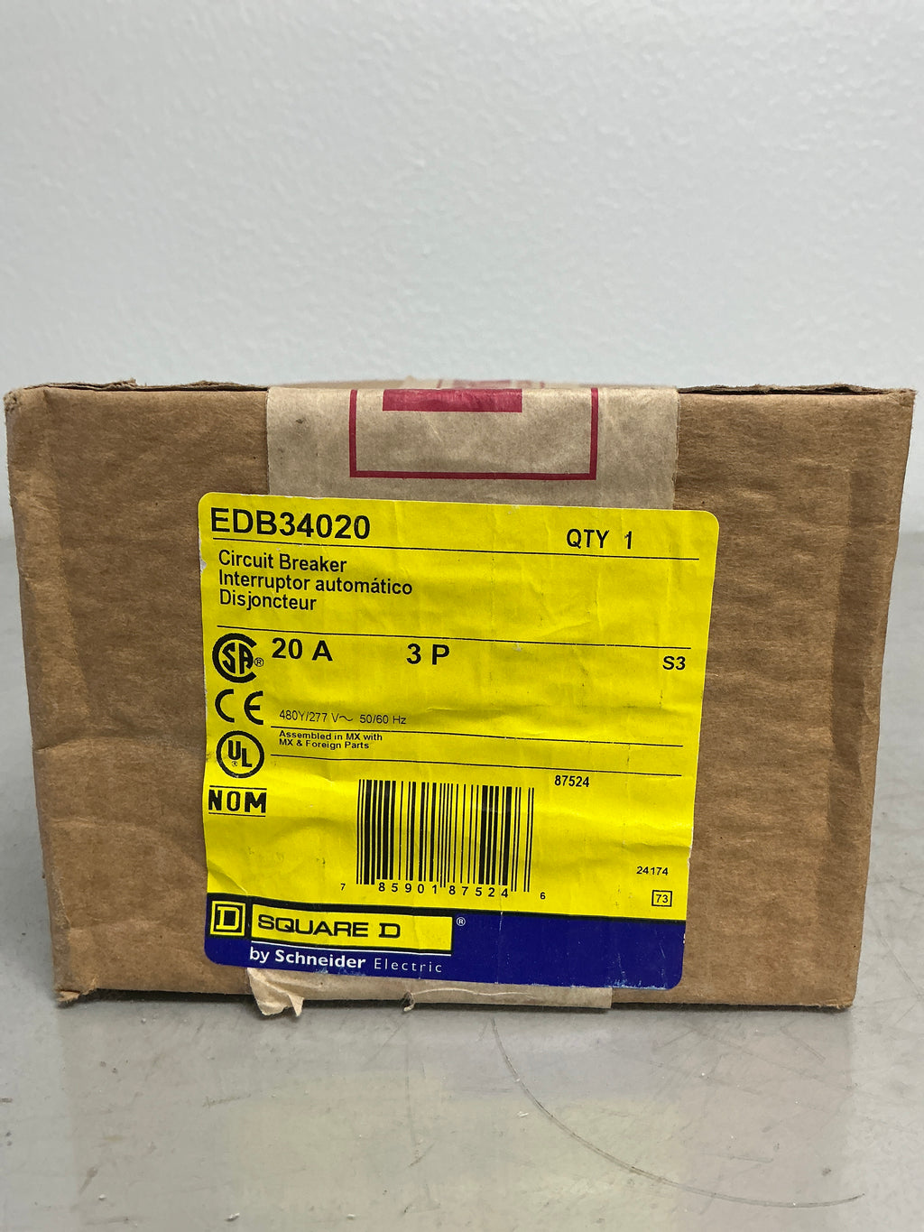 New Square D EDB34020 3 Pole, 20 Amps, 480 Volts