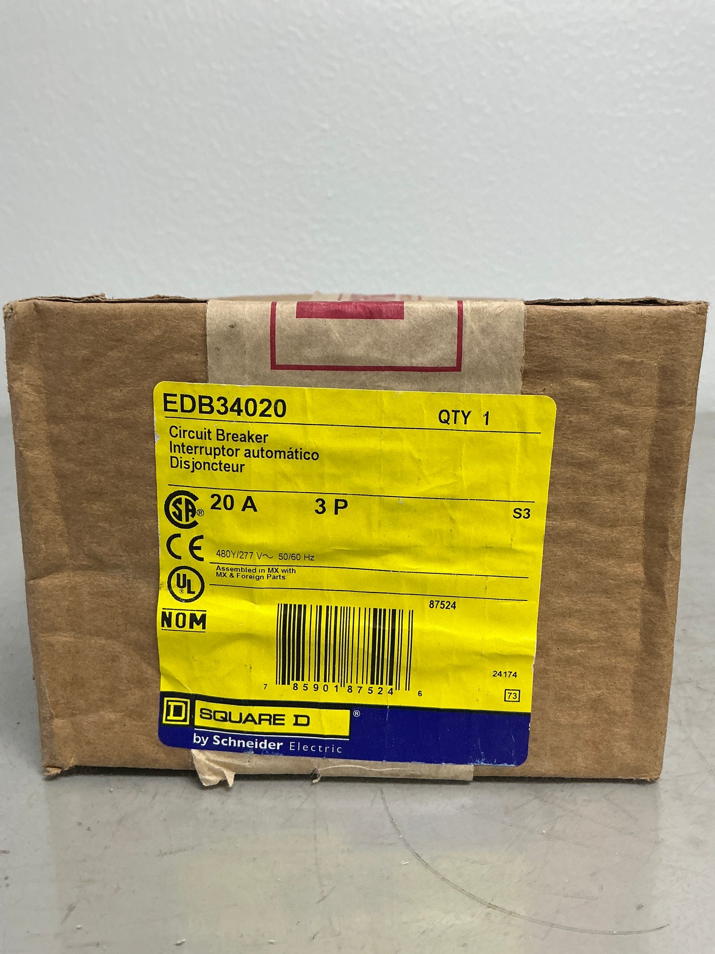 New Square D EDB34020 3 Pole, 20 Amps, 480 Volts