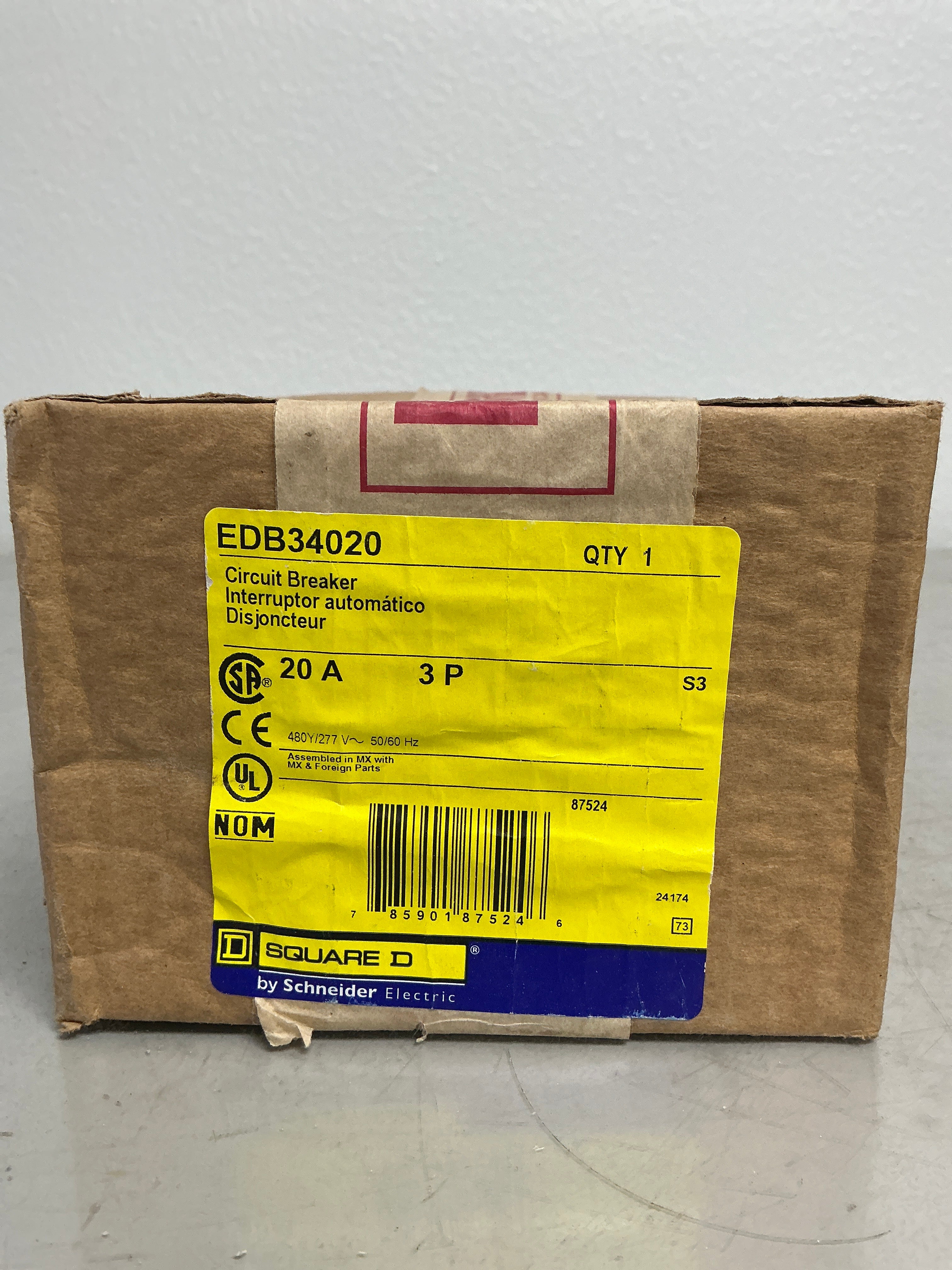 New Square D EDB34020 3 Pole, 20 Amps, 480 Volts