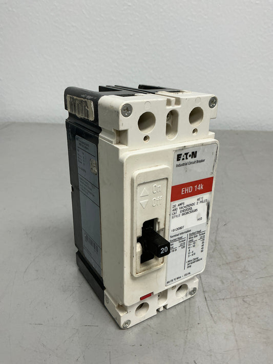 Used Eaton EHD2020L 2 Poles, 20 Amps, 480 Volts