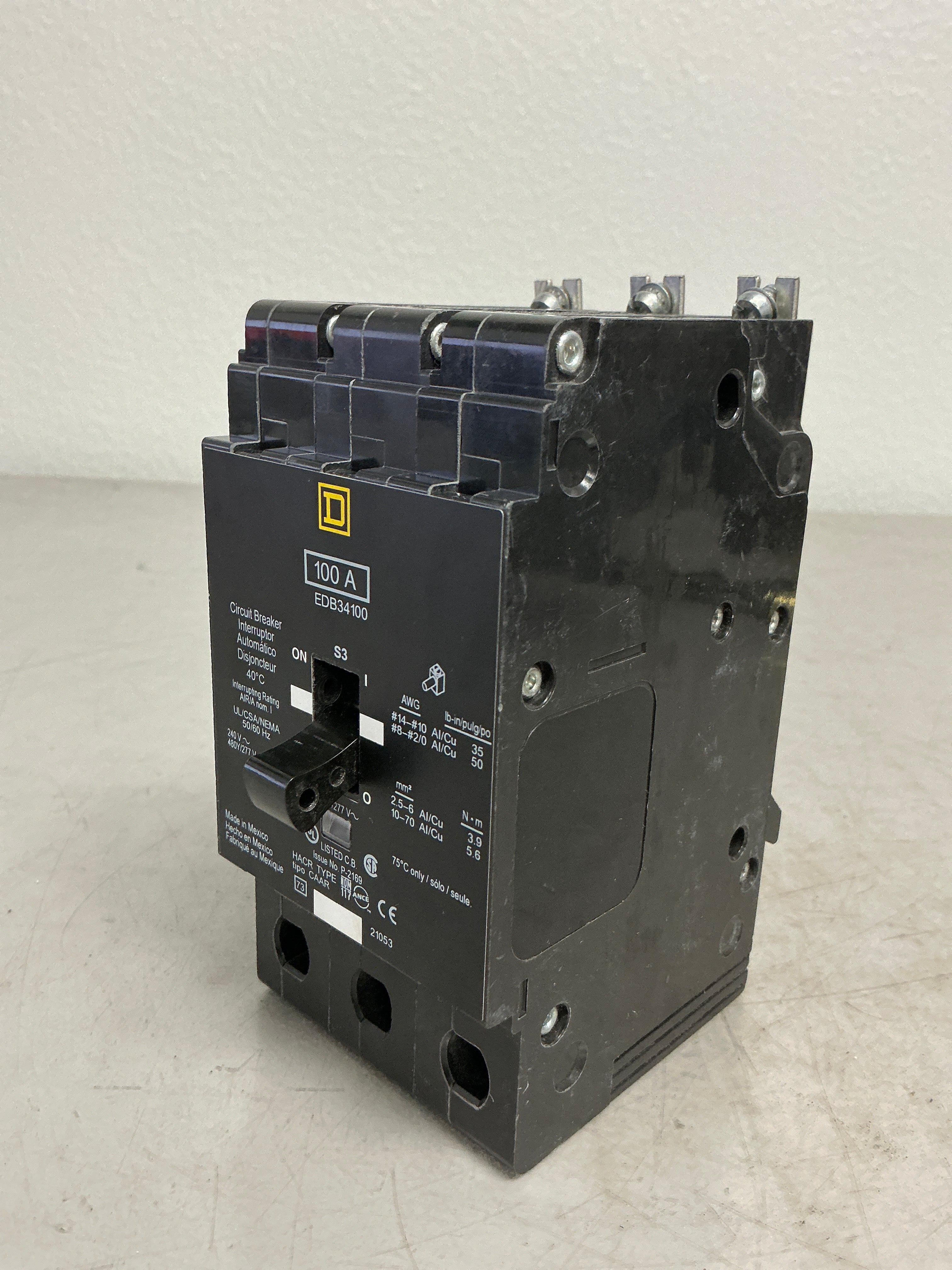 New Square D EDB34100 3 Pole, 100 Amps, 480 Volts