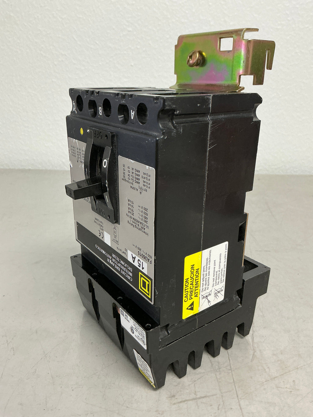 Used Square D FA36015 3 Pole, 15 Amps, 600 Volts