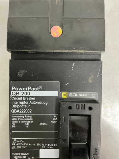 *CHIPPED* Used Square D QBA222002 2 Pole, 200 Amps, 240 Volt