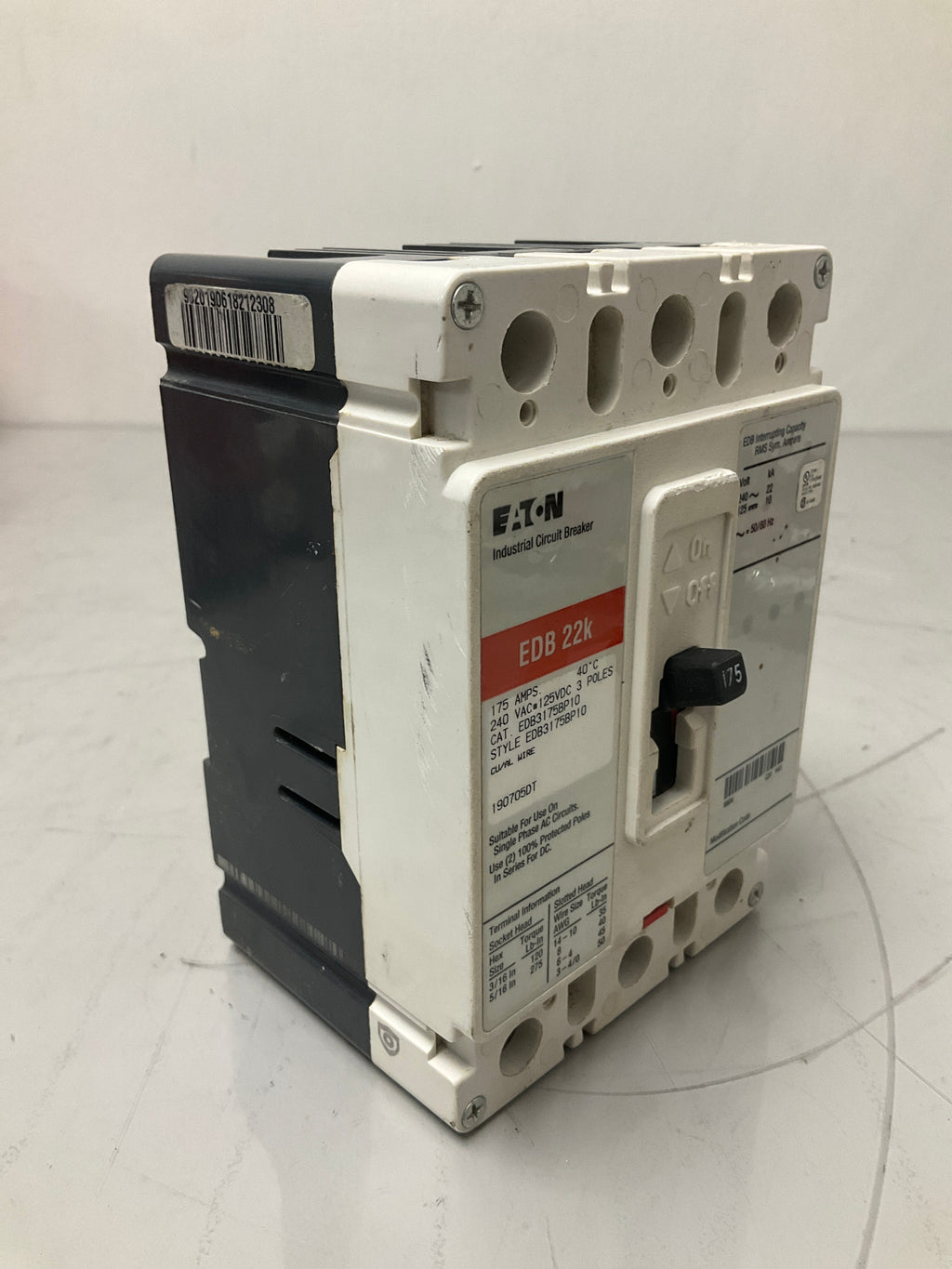 New Eaton EDB3175BP10 3 Pole, 175 Amps, circuit Breaker