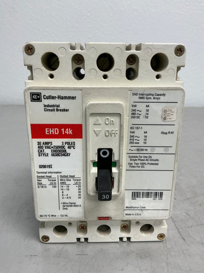 Used EHD3030L 3 Poles, 30 Amps, 480 Volts