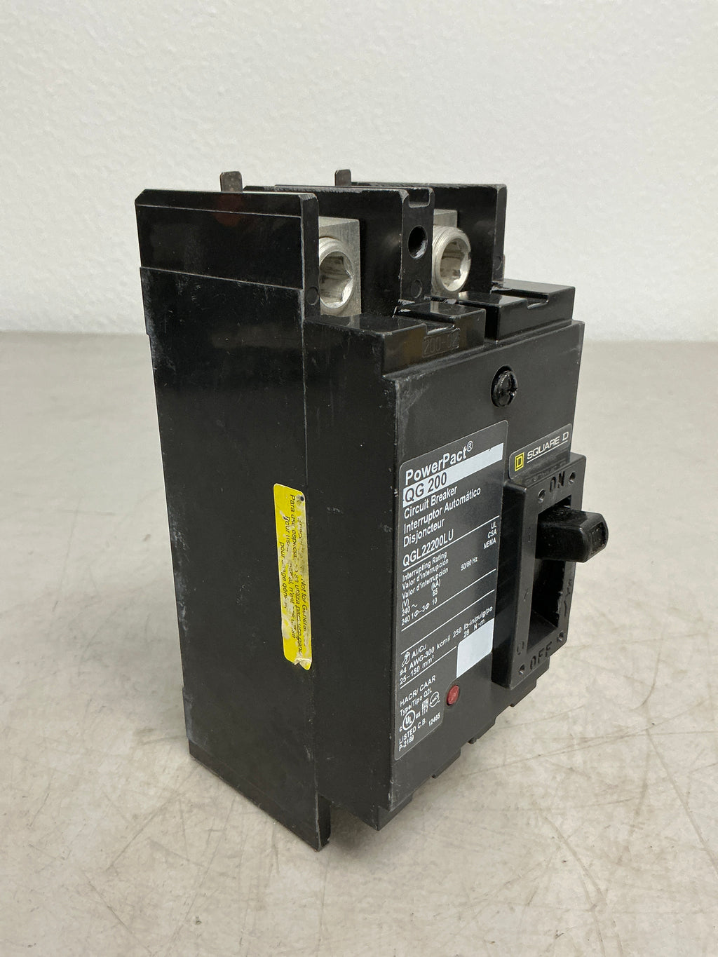 Used Square D QGL22200LU 2 Pole, 200 Amps, 240 Volts Circuit Breaker