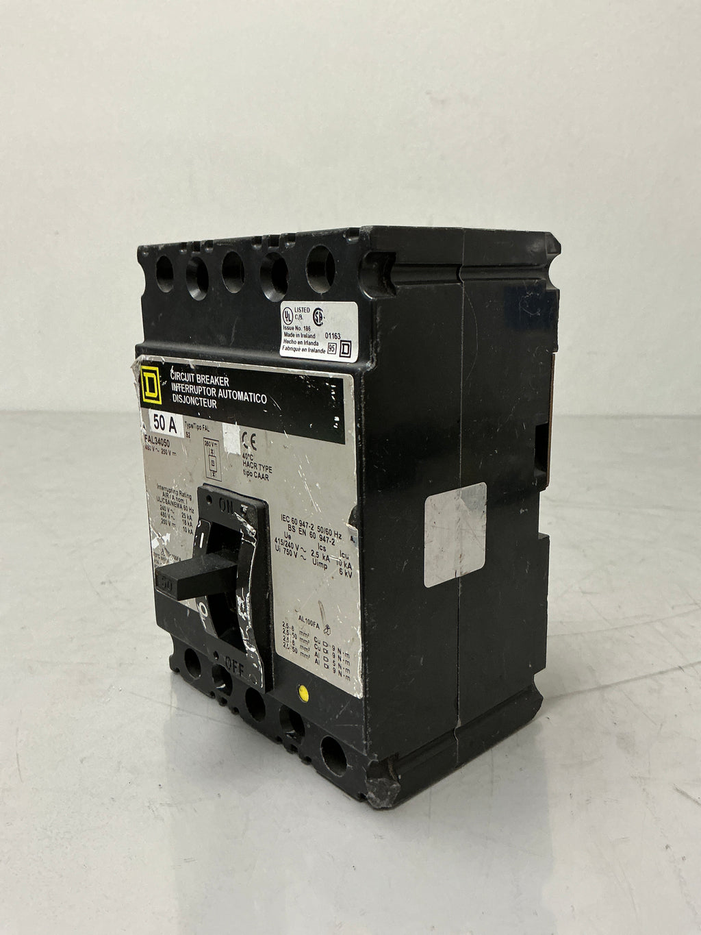 Used Square D FAL34050 3 Pole, 50 Amps, 480 Volts Circuit Breaker