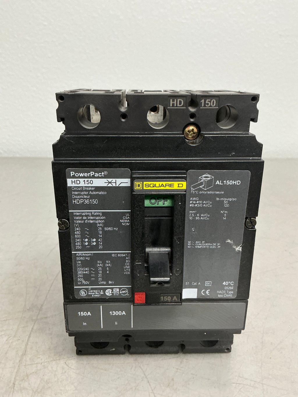 Used Square D HDP36150 3 Pole, 150 Amps, 480 Volts