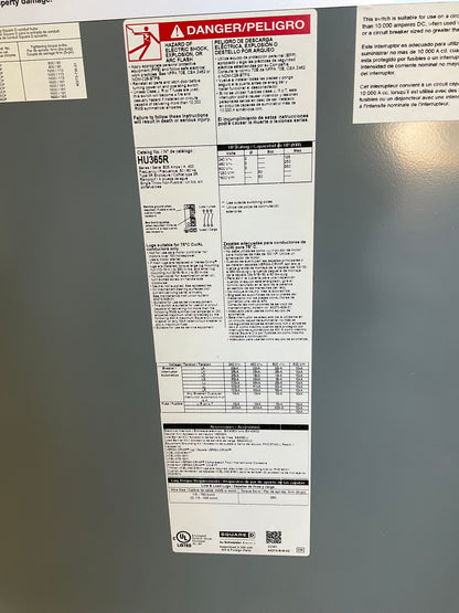Used Square D HU365R Disconnect 400 Amp 600 Volt Non Fusible Outdoor
