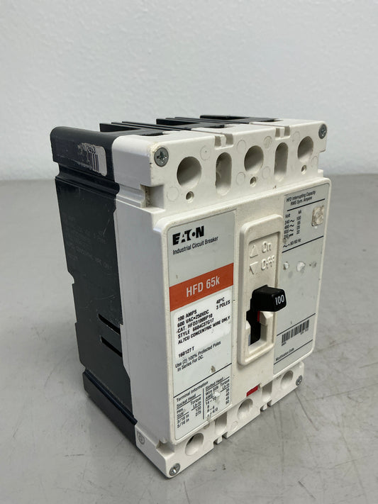 *CHIPPED* Used Eaton HFD3100BP10 3 Pole, 100 Amps, 600 Volts