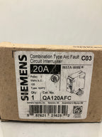 New Siemens QA120AFC 1 Pole, 20 Amps, 120 Volts Circuit Breaker