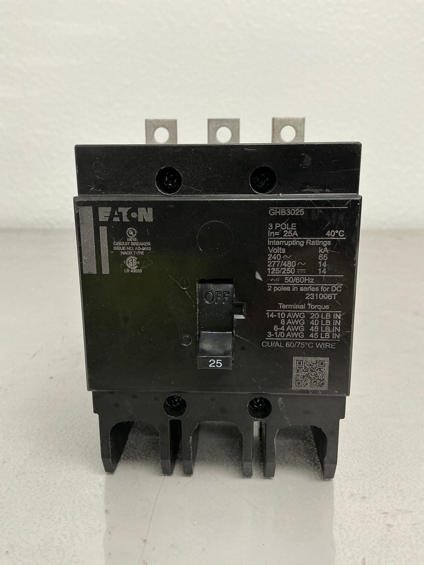 Used GHB3025 3 Pole, 25 Amps, 277/480 Volt