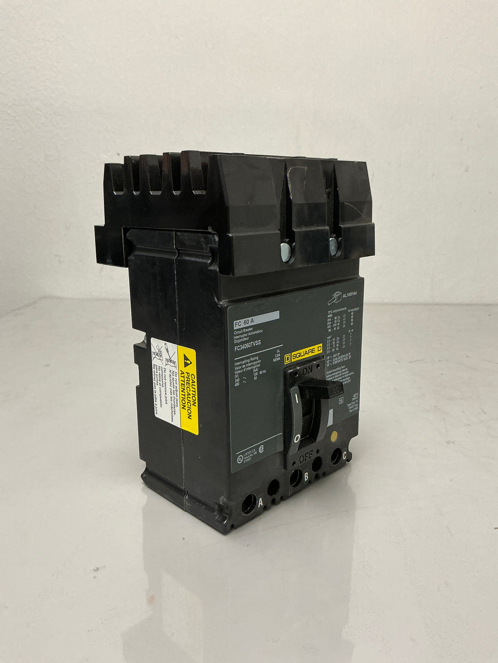 Used Square D FC34060TVSS 3 Pole, 60 Amps, 480 Volts Circuit Breaker