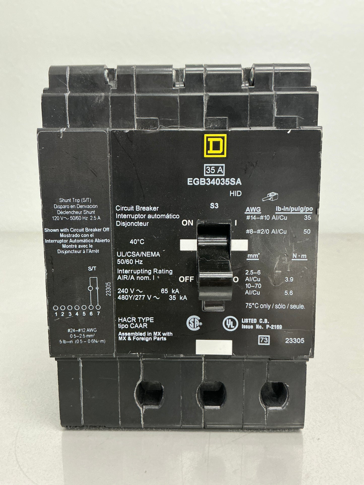 Used EGB34035SA 35 Amps, 480 Volts, 3 Poles
