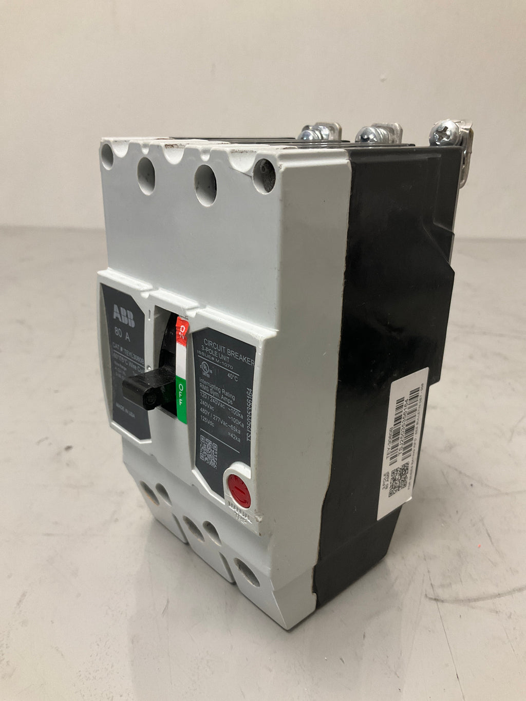 Used TEYL3080B 3 Pole, 80 Amps, 480 Volts Circuit Breaker