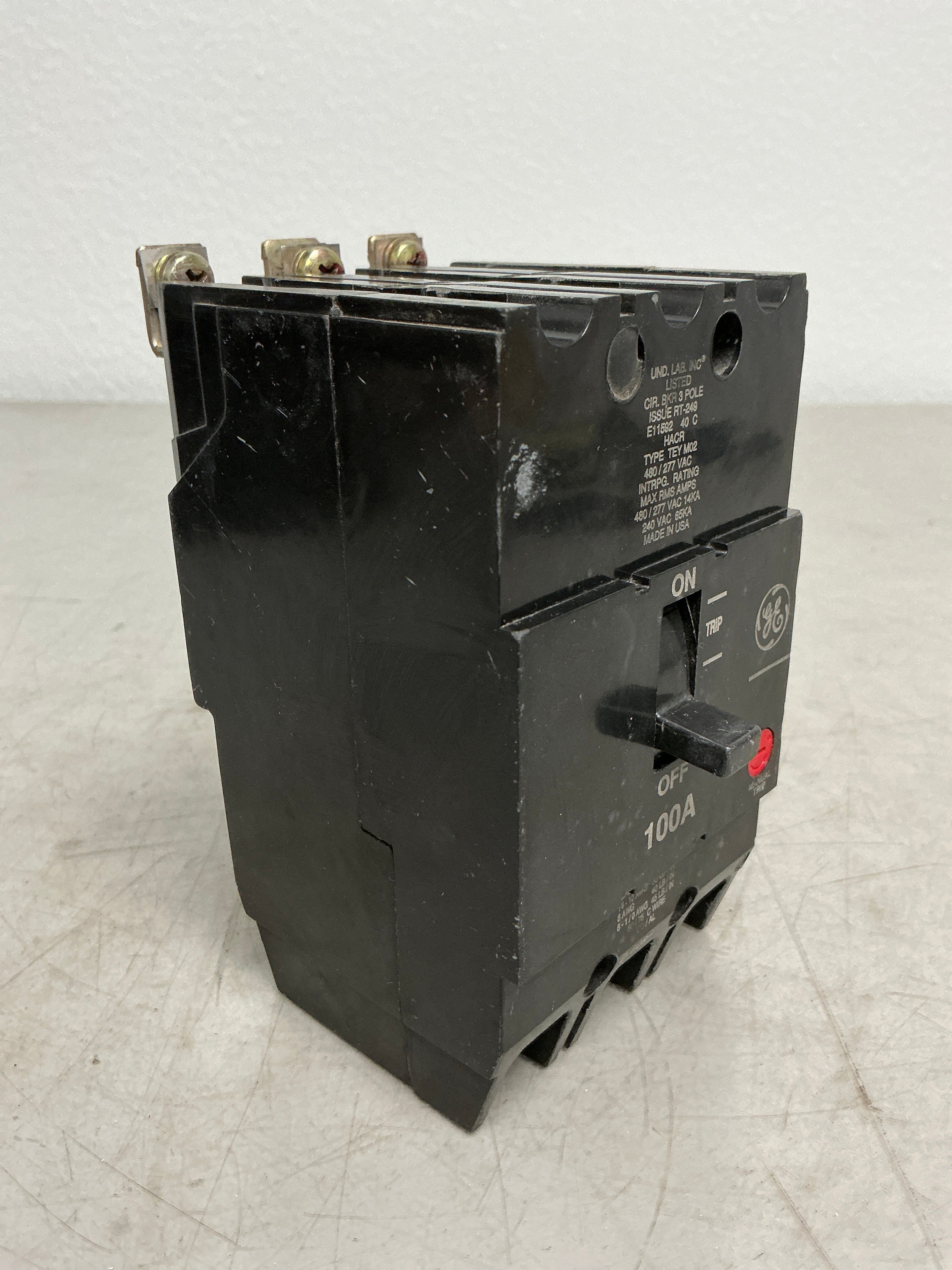 Used TEY3100 3 Pole, 100 Amps, 480 Volts Circuit Breaker