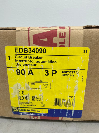 New Square D EDB34090 3 Pole, 90 Amps, 480 Volts