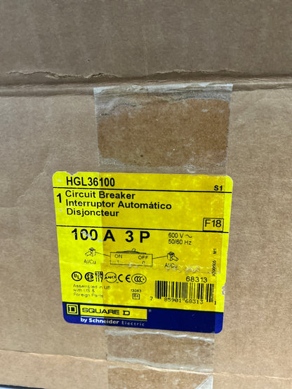 New  Square D HGL36100 3 Poles, 100 Amps, 600 Volts
