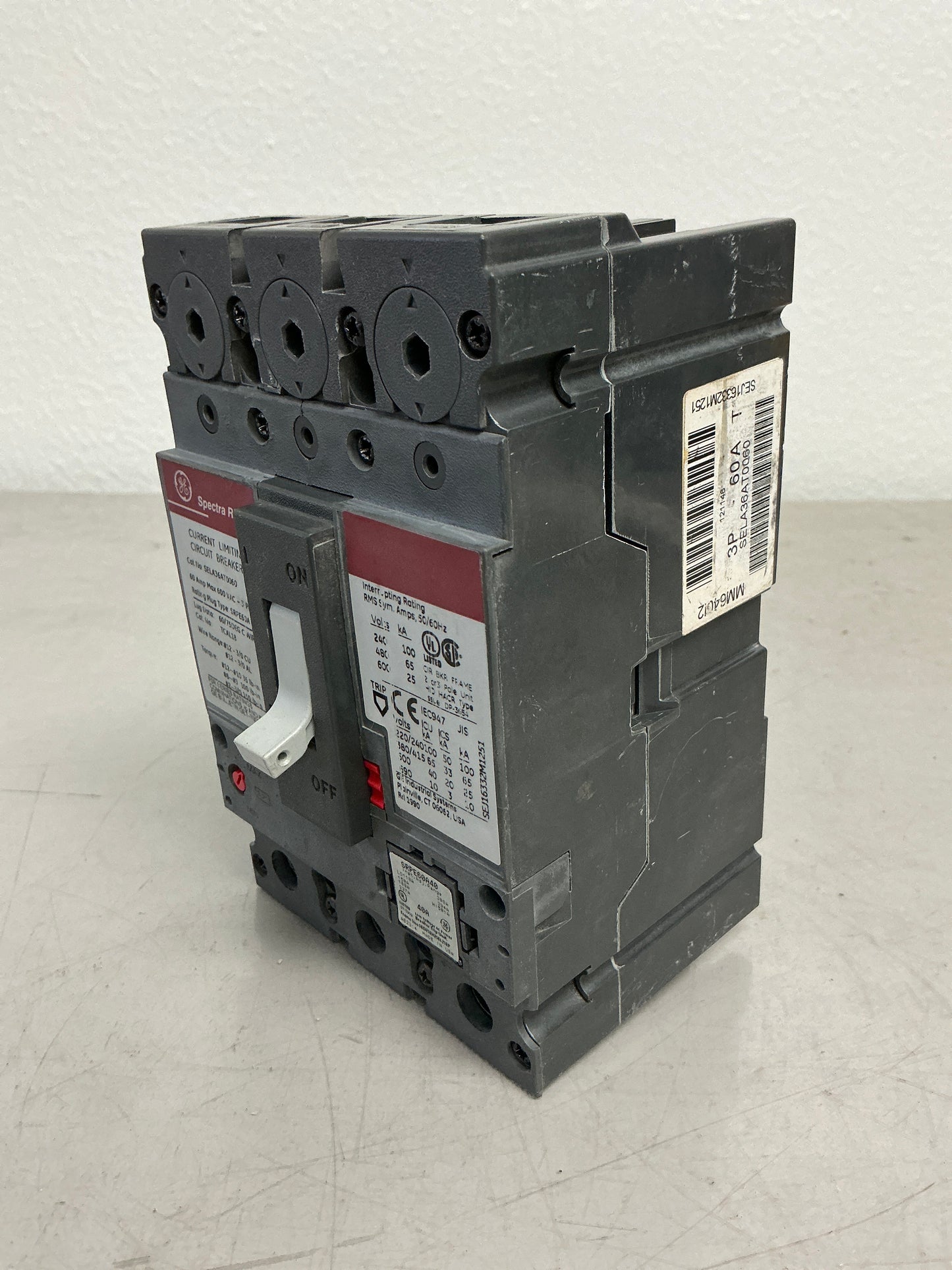 Used SELA36AT0060 3 Pole, 60 Amps, 600 Volts