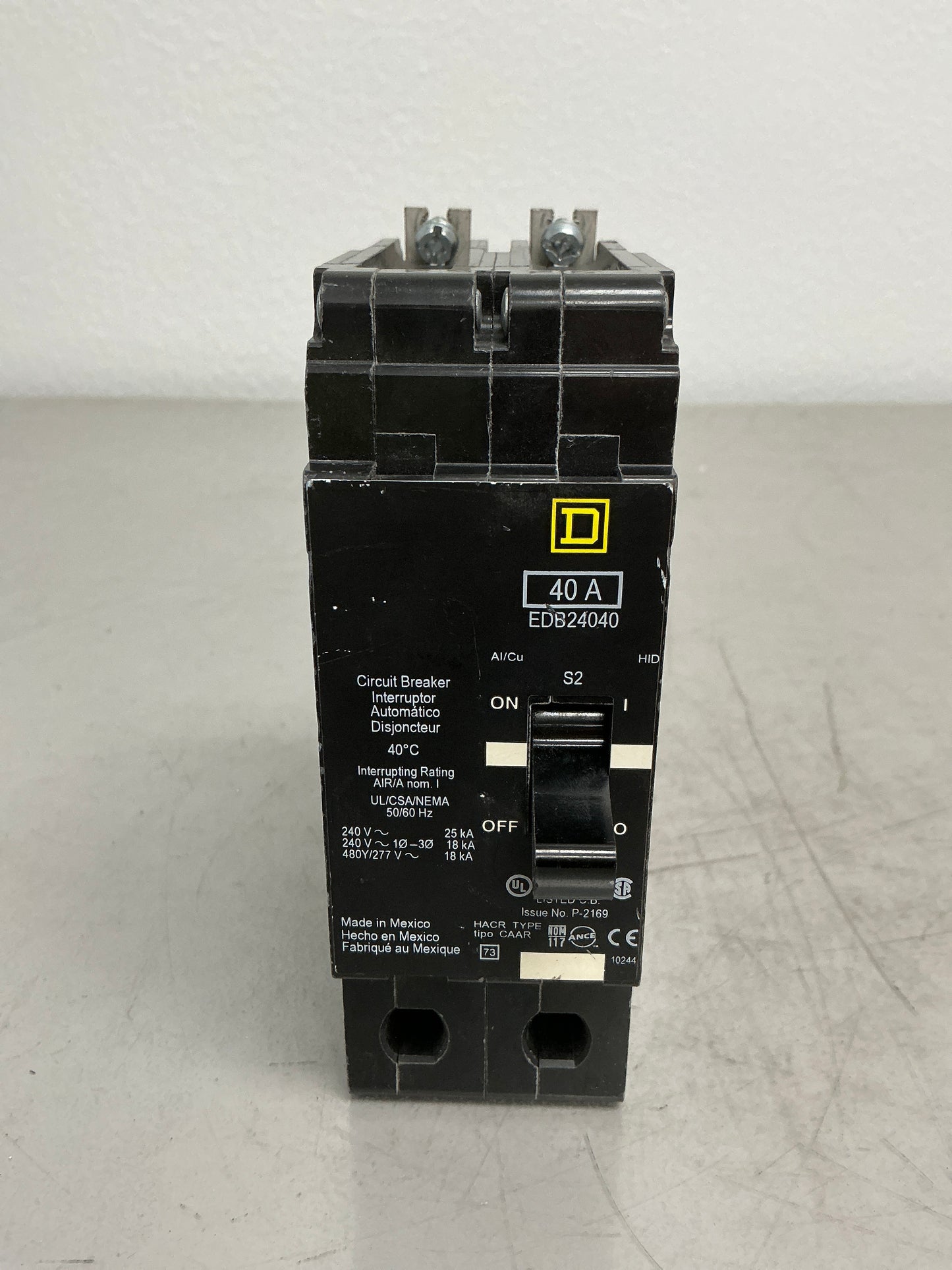 Used Square D EDB24040 2 Pole, 40 Amps, 480 Volts