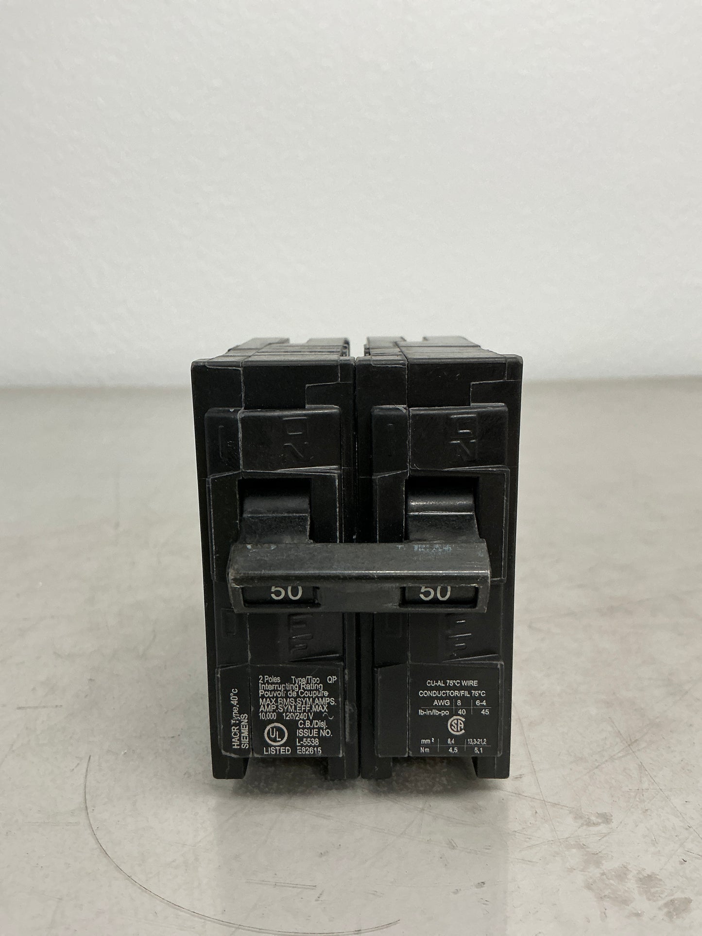 Used Siemens Q250 2 Pole, 50 Amps, 240 Volts