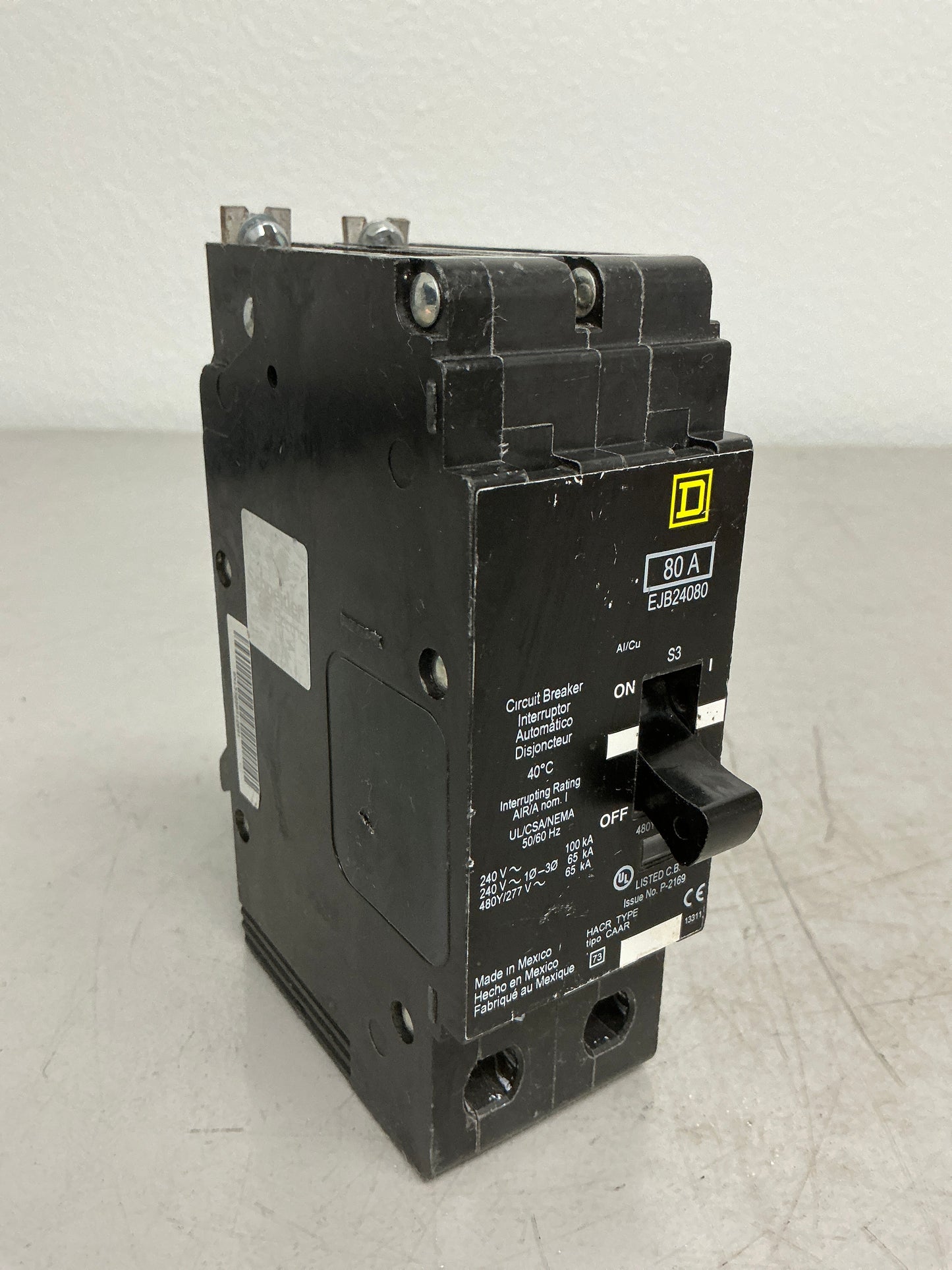 Used Square D EJB24080 2 Pole, 80 Amps, 480 Volts