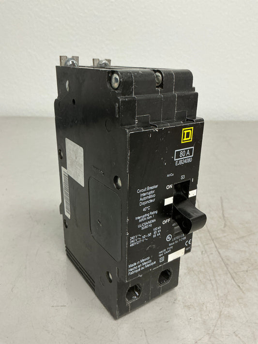 Used Square D EJB24080 2 Pole, 80 Amps, 480 Volts