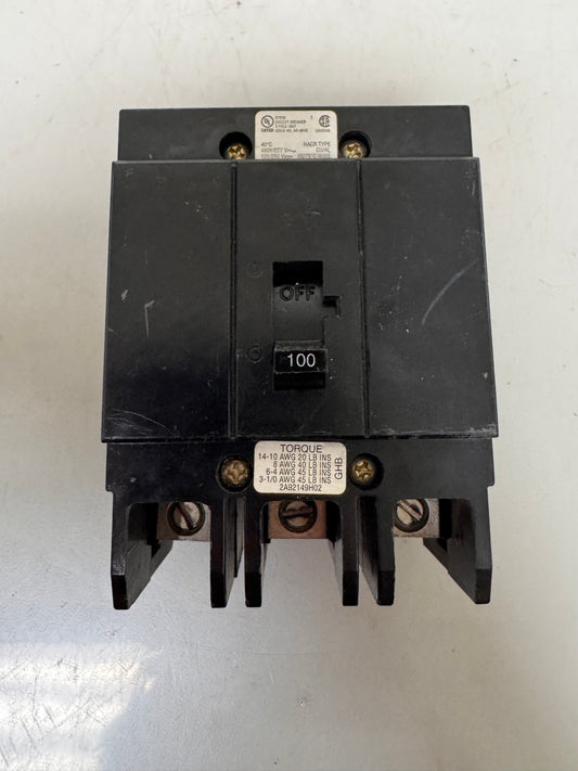 Used Eaton GHB3100 100 Amp, 3 Pole, 480 Volt Breaker