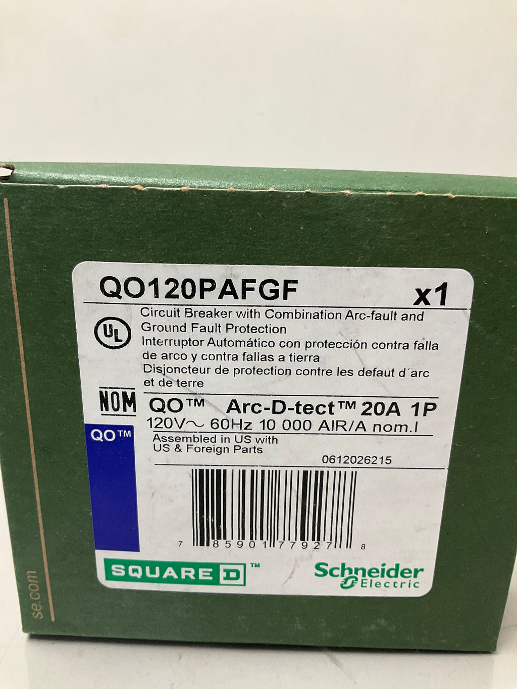 New Square D QO120PAFGF 1 Pole, 20 Amps, 120 Volts Circuit Breaker