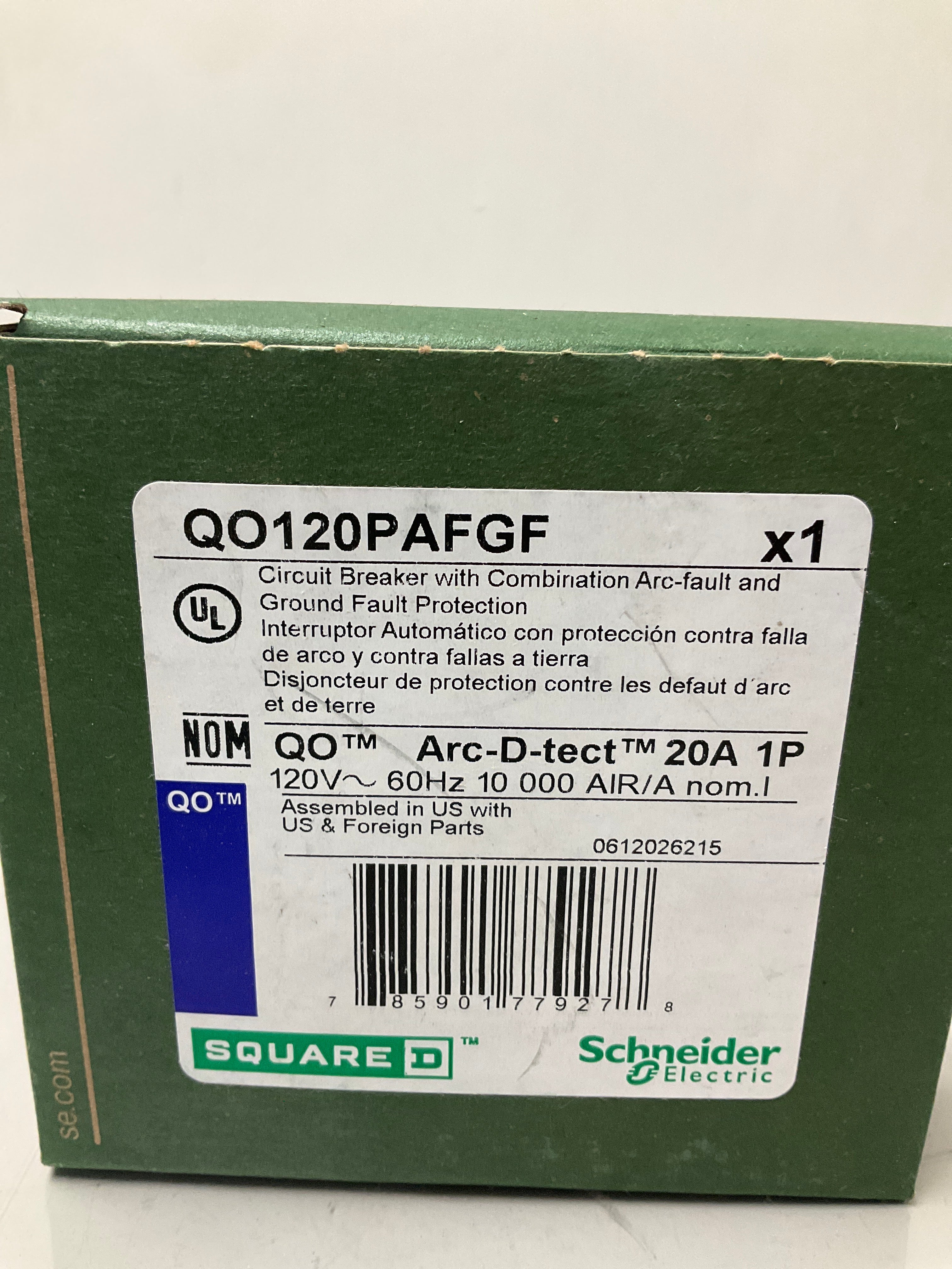 New Square D QO120PAFGF 1 Pole, 20 Amps, 120 Volts Circuit Breaker