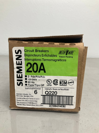 New Siemens Q220 2 Poles, 20 Amps, 240 Volts
