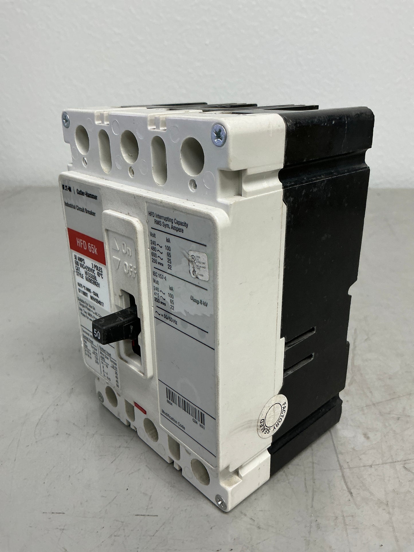 Used HFD3050L 3 Poles, 50 Amps, 600 Volts