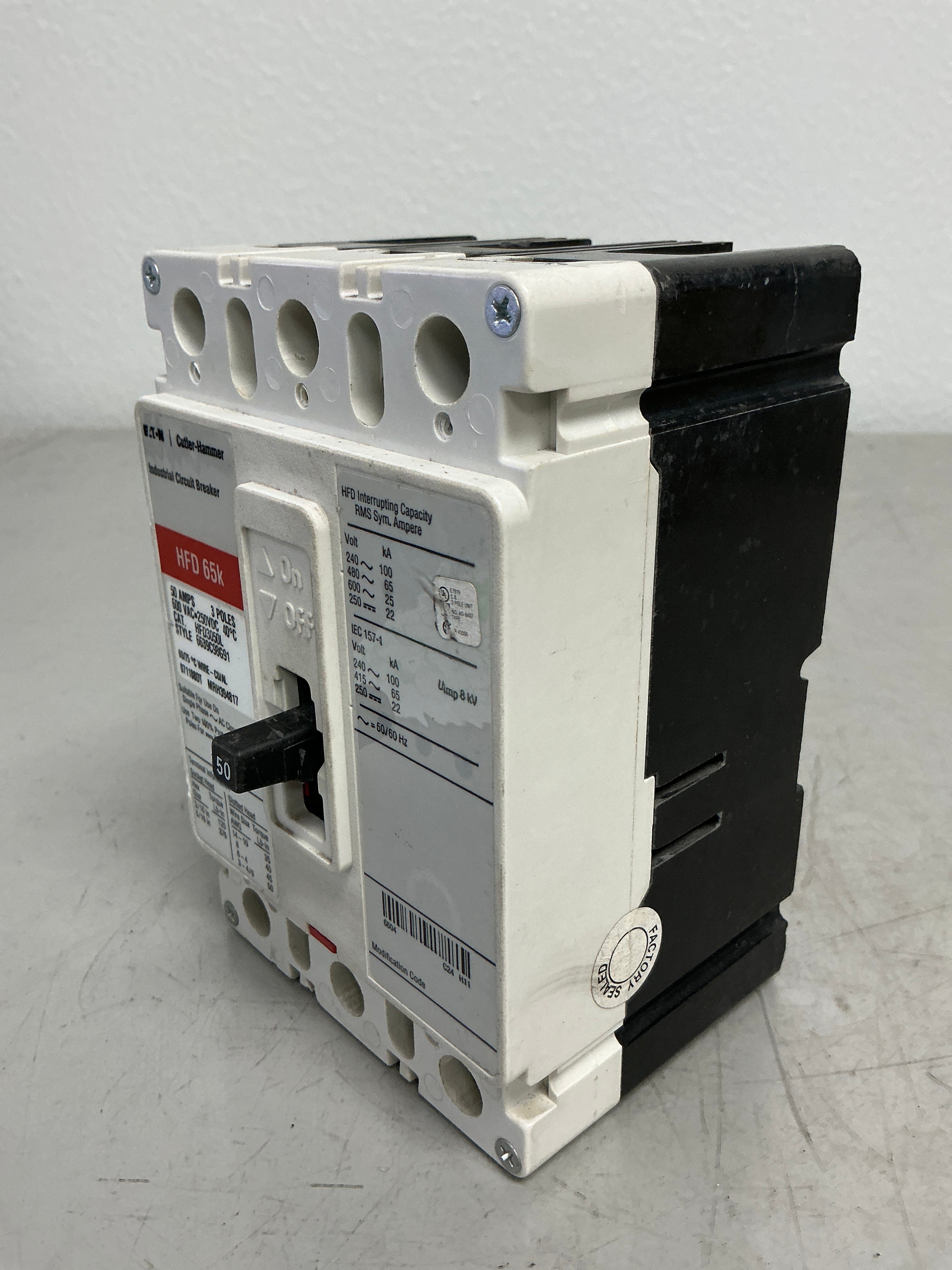 Used HFD3050L 3 Poles, 50 Amps, 600 Volts